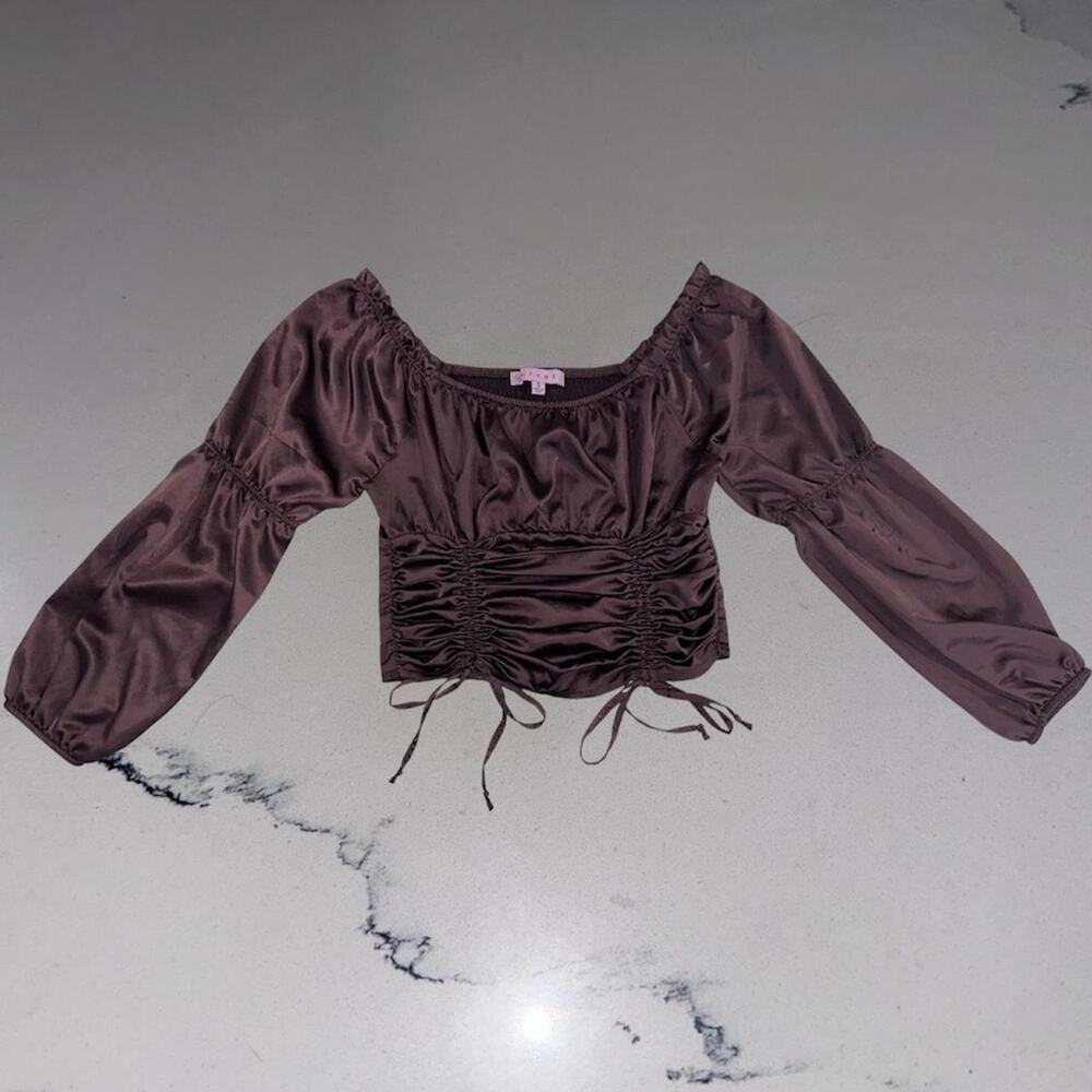 Fame Milkmaid Ruched Blouse with Waist Ties Size S